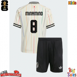 Japan Takumi Minamino #8 Replica Away Stadium Kit for Kids World Cup 2026 Short Sleeve (+ pants)
